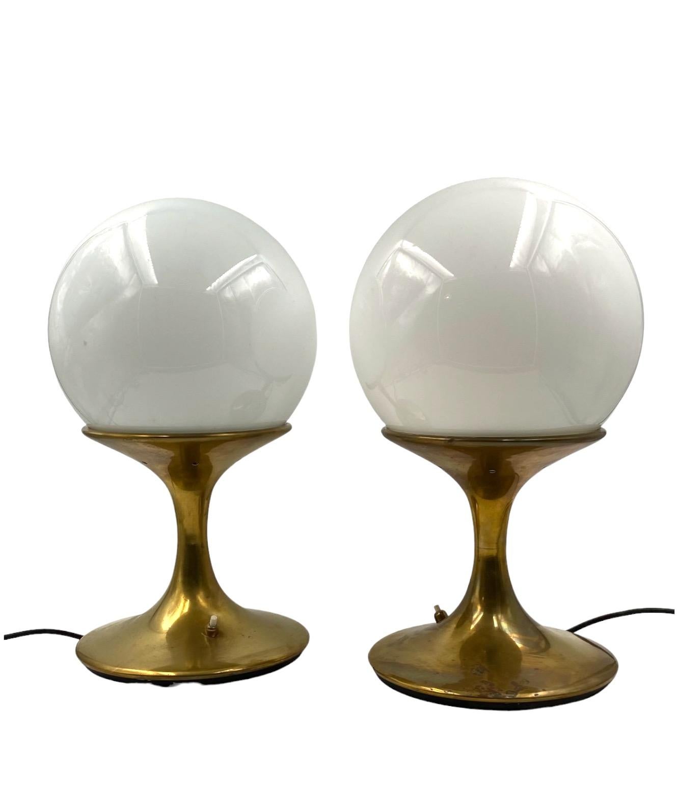 Mid-century pair of brass table lamp, Ingo Maurer, attr. Stilnovo Italy, 1960s 1