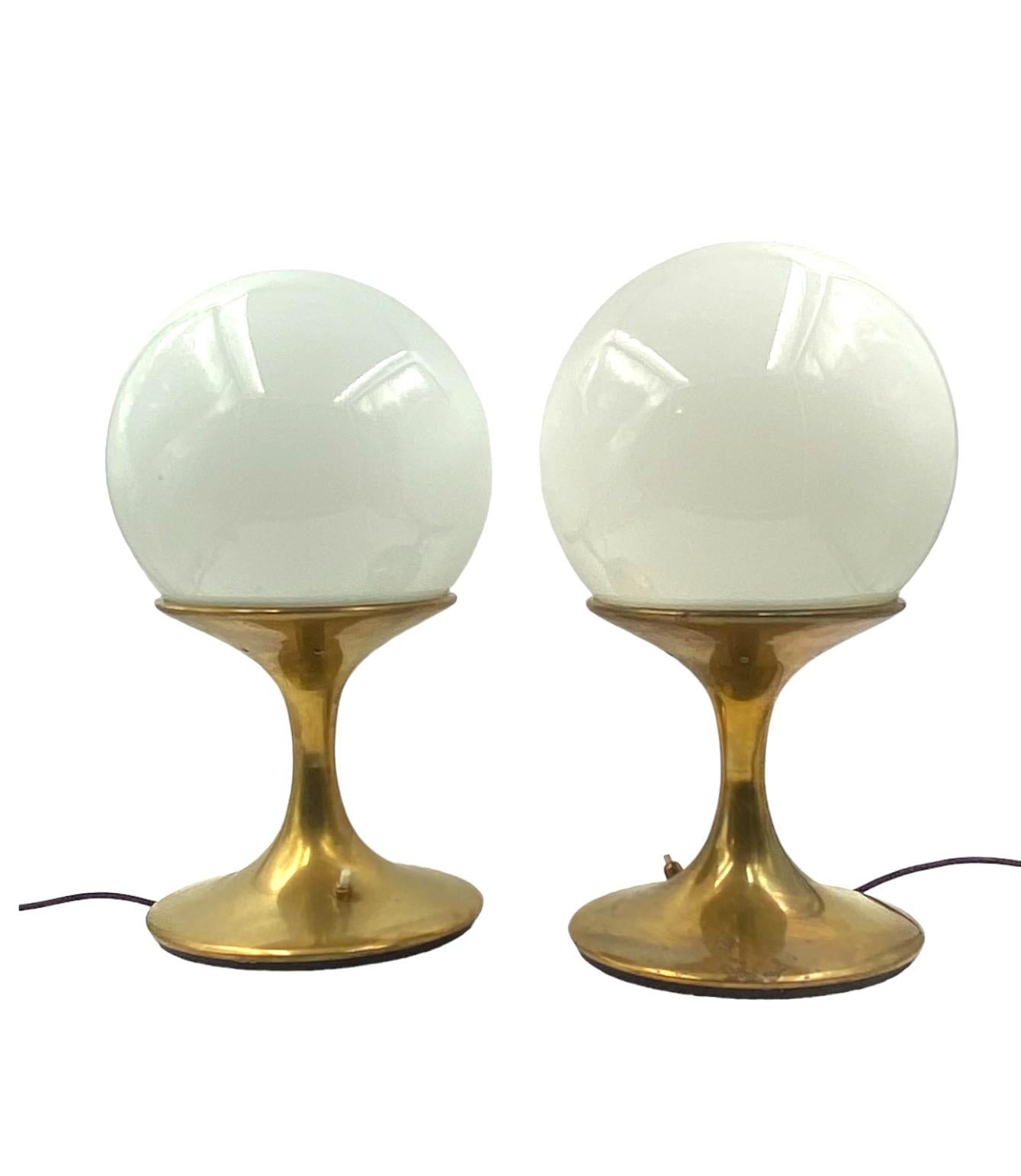 Mid-century pair of brass table lamp, Ingo Maurer, attr. Stilnovo Italy, 1960s 2
