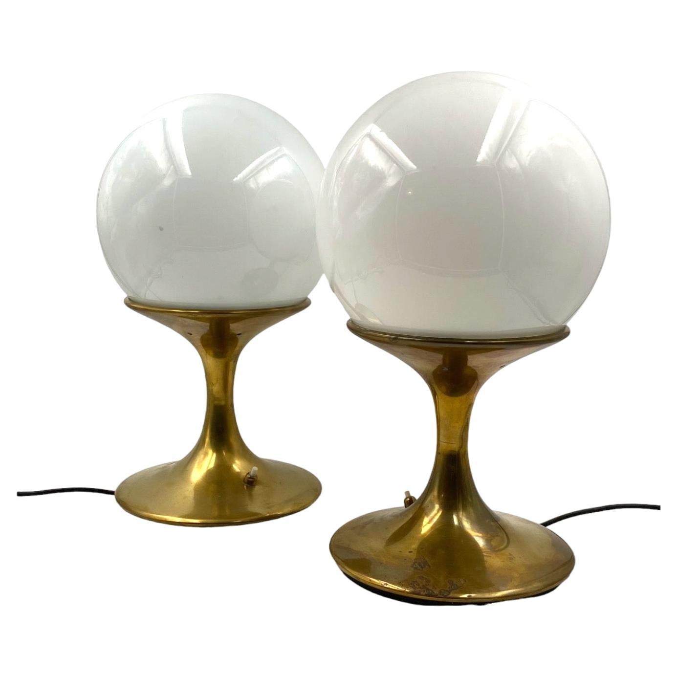 Mid-century pair of brass table lamp, Ingo Maurer, attr. Stilnovo Italy, 1960s