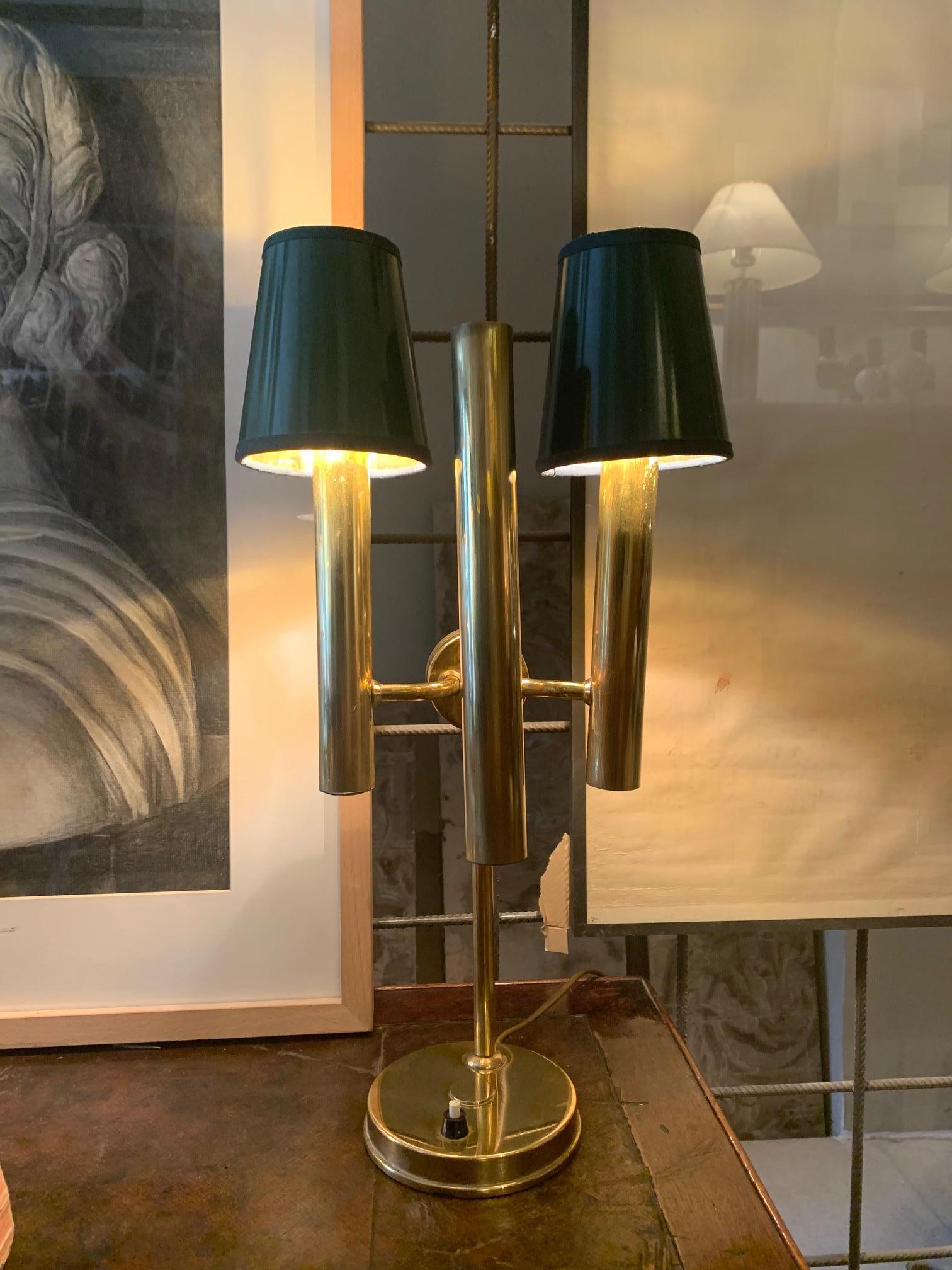Italian Mid-Century Pair of Brass Table Lamps Gaetano Sciolari Style