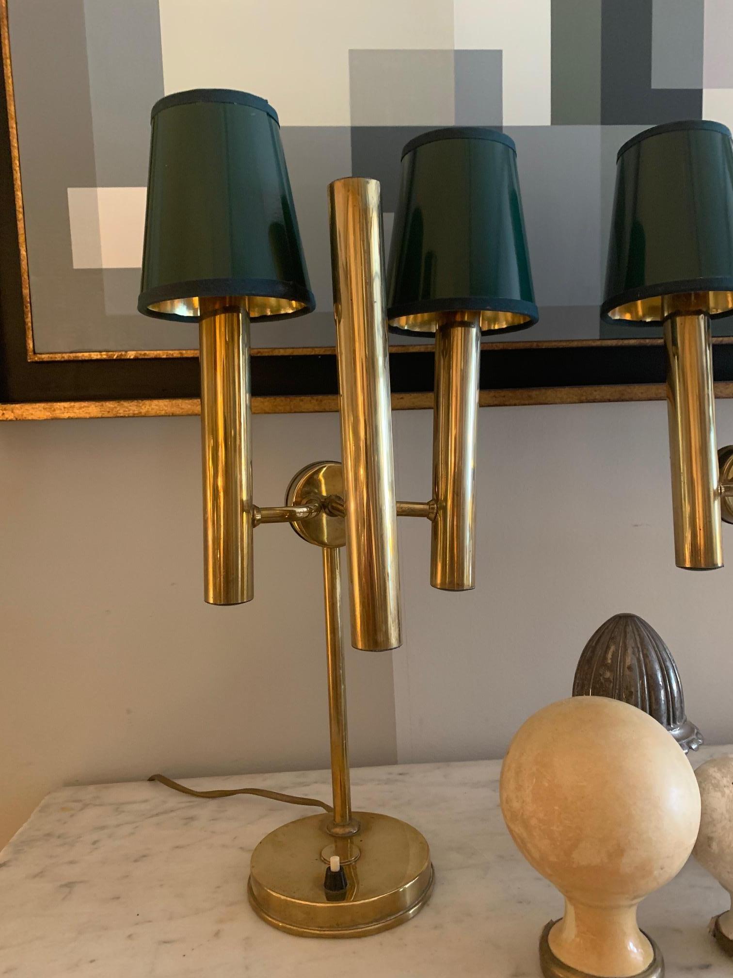 Mid-Century Pair of Brass Table Lamps Gaetano Sciolari Style In Good Condition In Madrid, ES