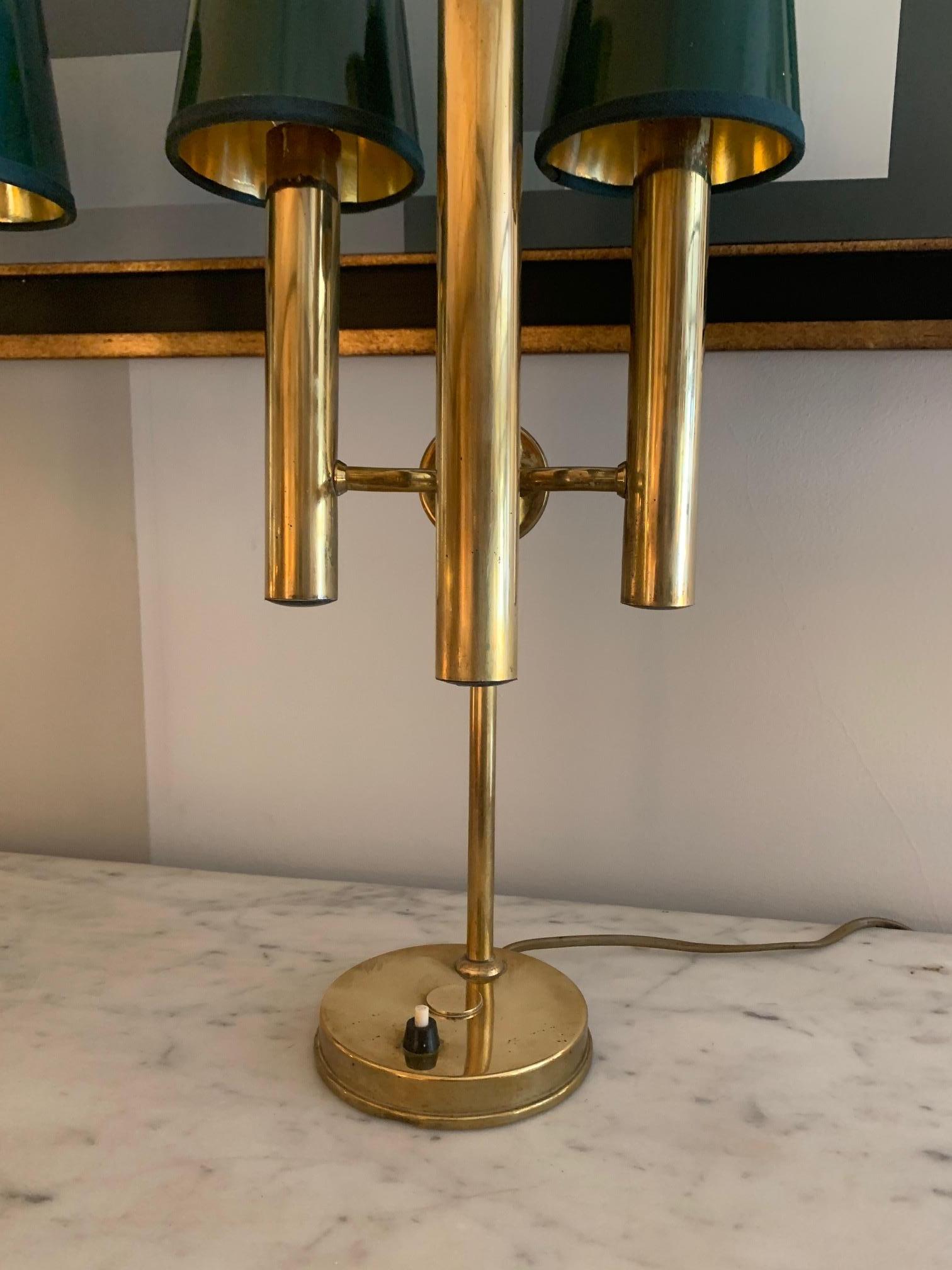 Mid-Century Pair of Brass Table Lamps Gaetano Sciolari Style 1
