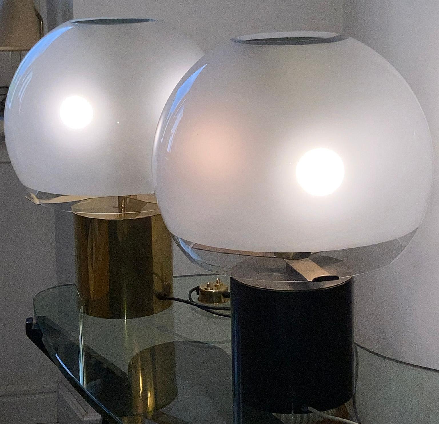 Italian Mid Century Pair of Brass Table Lamps Porcino by L.C. Dominioni for Azucena 1966 For Sale