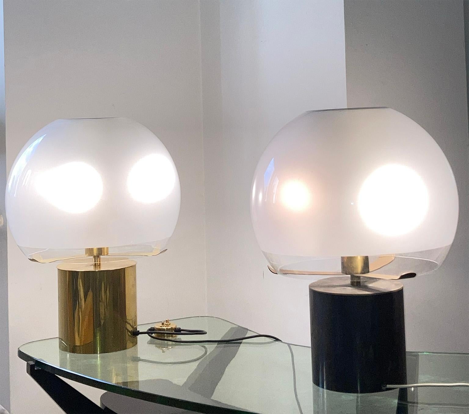Mid Century Pair of Brass Table Lamps Porcino by L.C. Dominioni for Azucena 1966 In Good Condition For Sale In Milano, IT