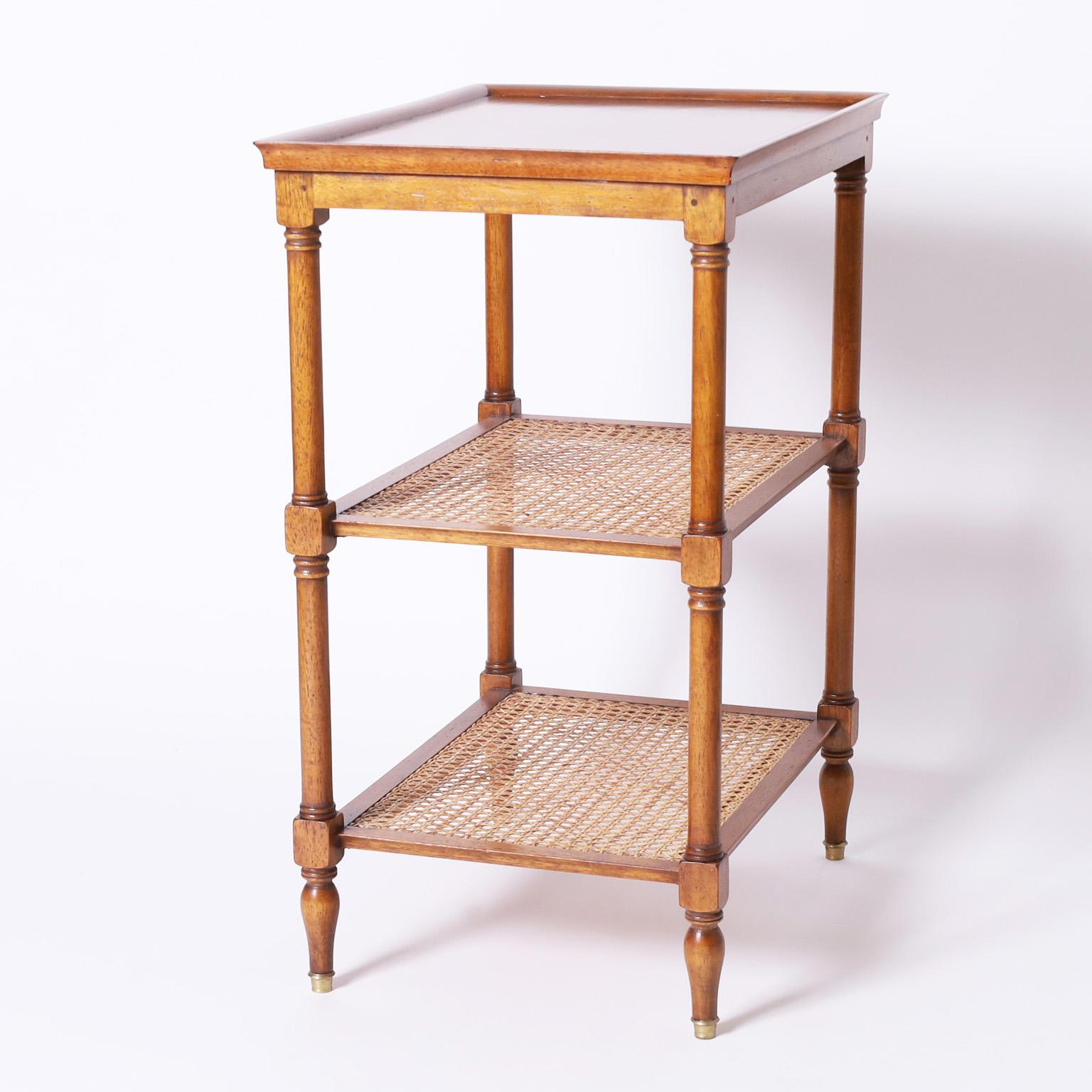 Midcentury Pair of British Colonial Style Three Tiered Stands or Tables ...