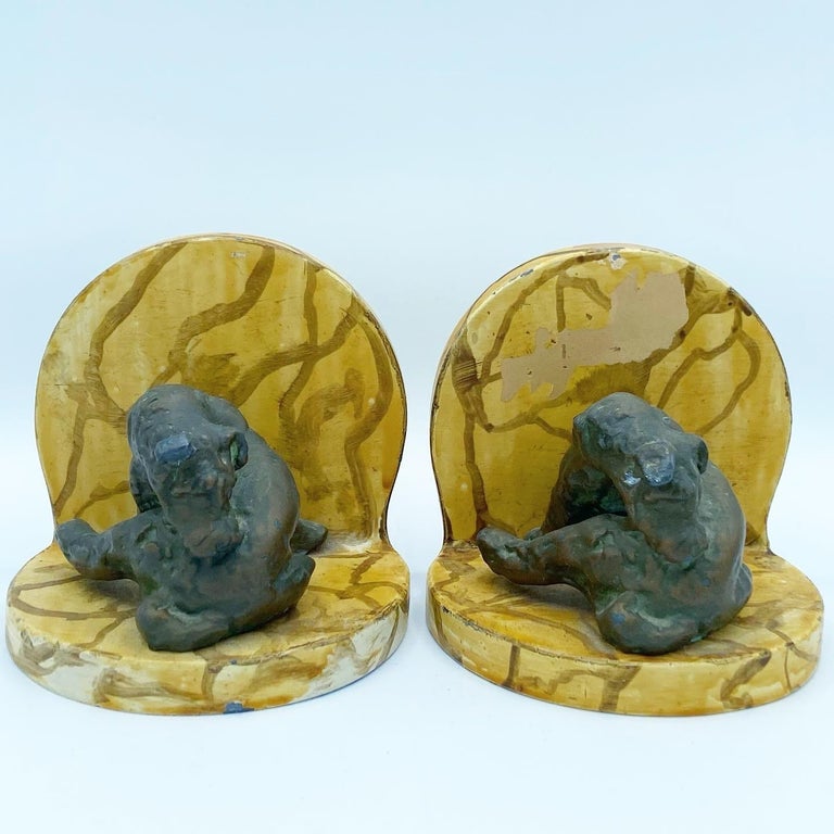 Mid Century Pair of Bronze Dog Bookends For Sale at 1stDibs