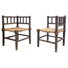 Mid-Century Pair of Brutalist Chairs in the style of Charles Dudouyt