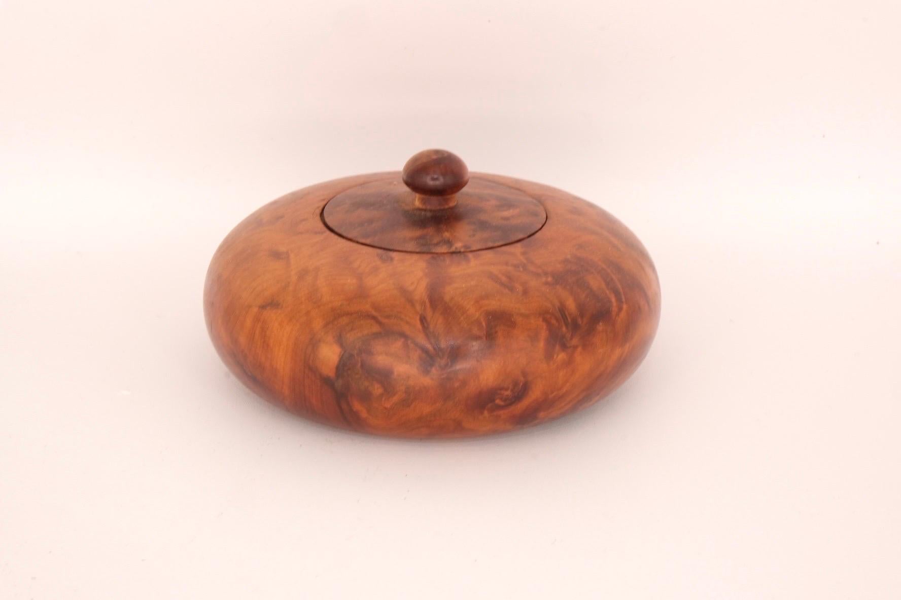 Pareja de Cajas de Madera de Burl de Mediados de Siglo con Rara Veta a Juego en venta 8
