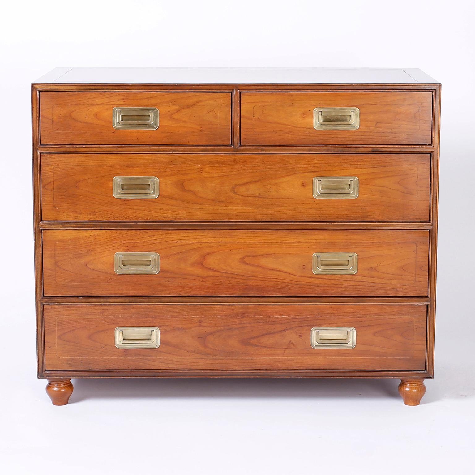 Midcentury Pair of Campaign Style Chests In Good Condition In Palm Beach, FL