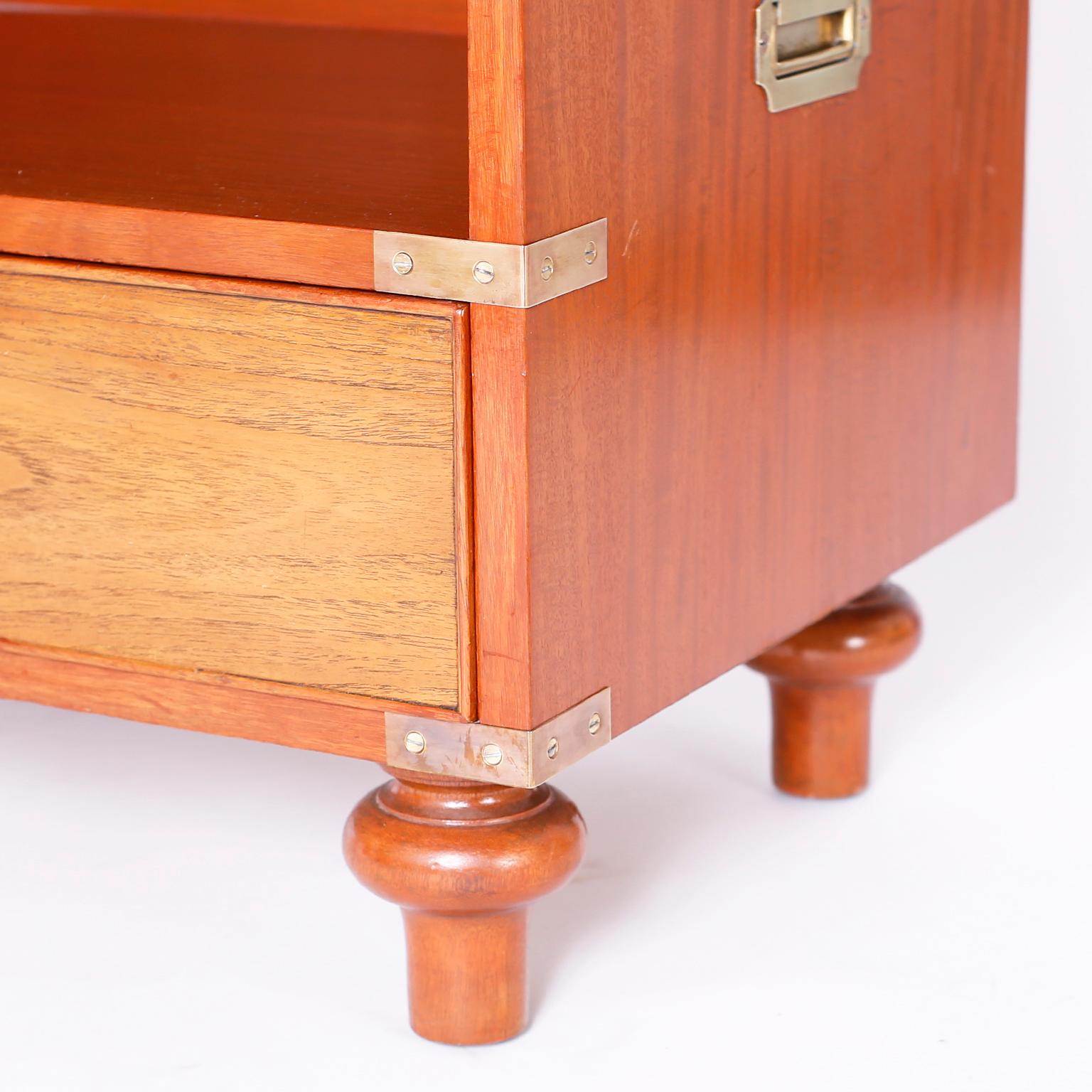 Midcentury Pair of Campaign Style Nightstands by Beacon Hill 1