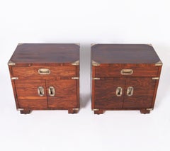 Mid Century Pair of Campaign Style Rosewood Stands