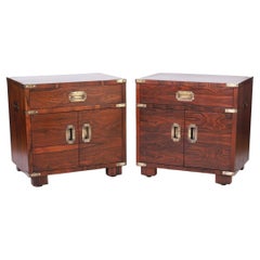 Mid Century Pair of Campaign Style Rosewood Stands