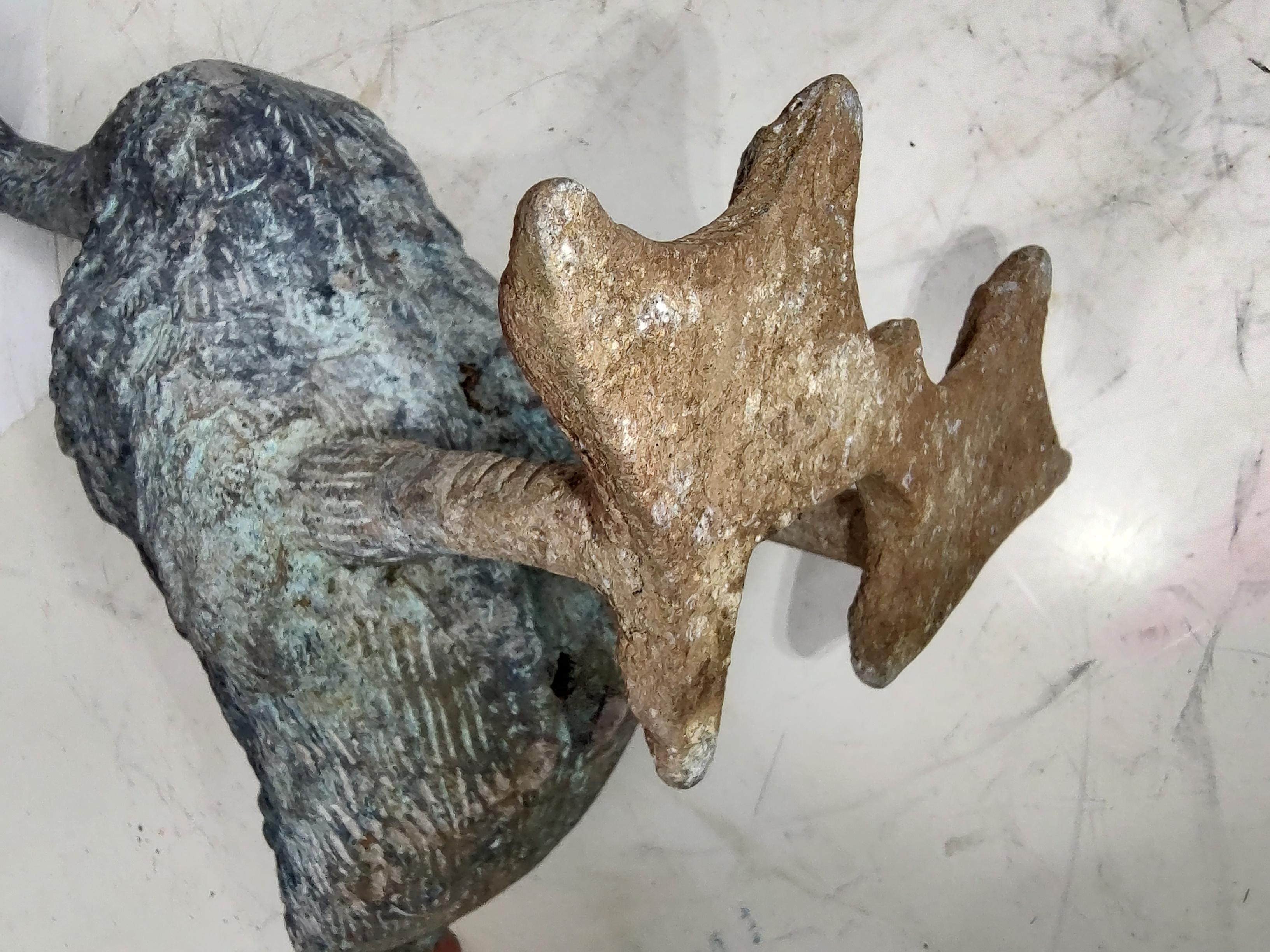 Aluminum Midcentury Pair of Cast Alminum Garden Geese Indoor Outdoor with Patina