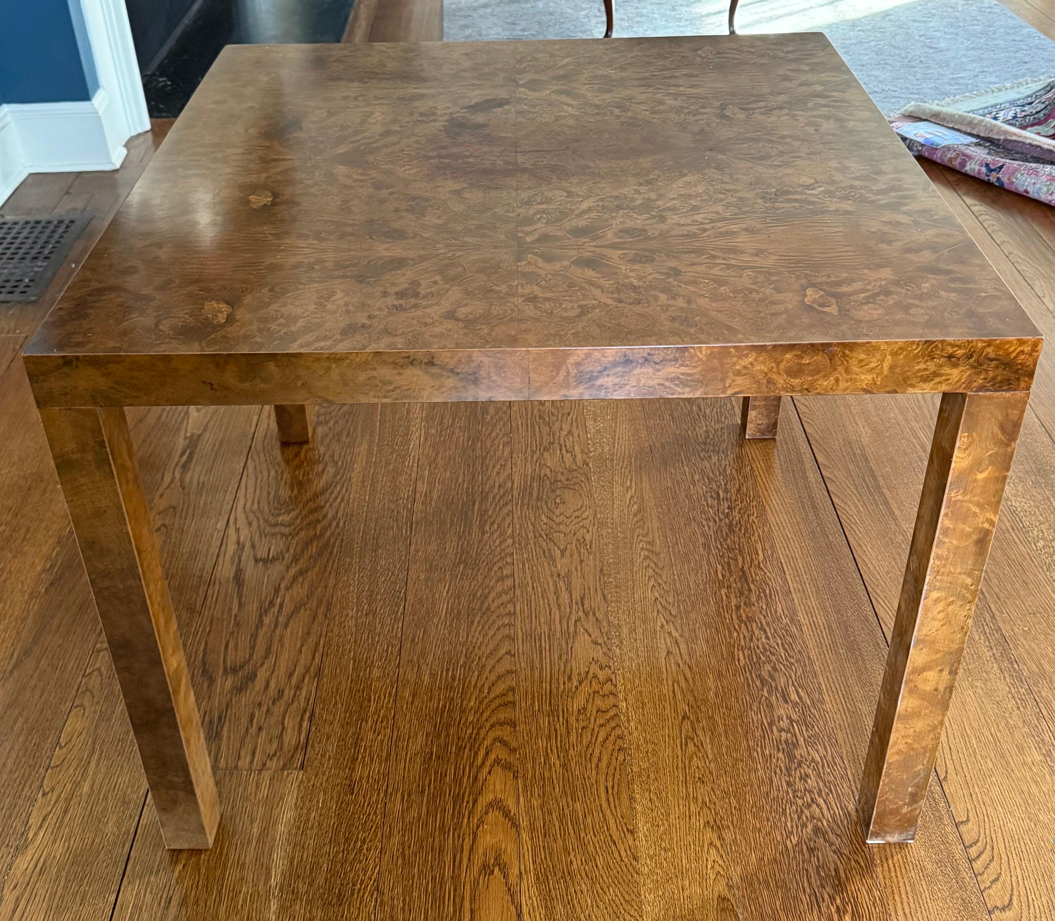 Burl Mid Century Pair of Center, Side or End Tables by Milo Baughman for Directional