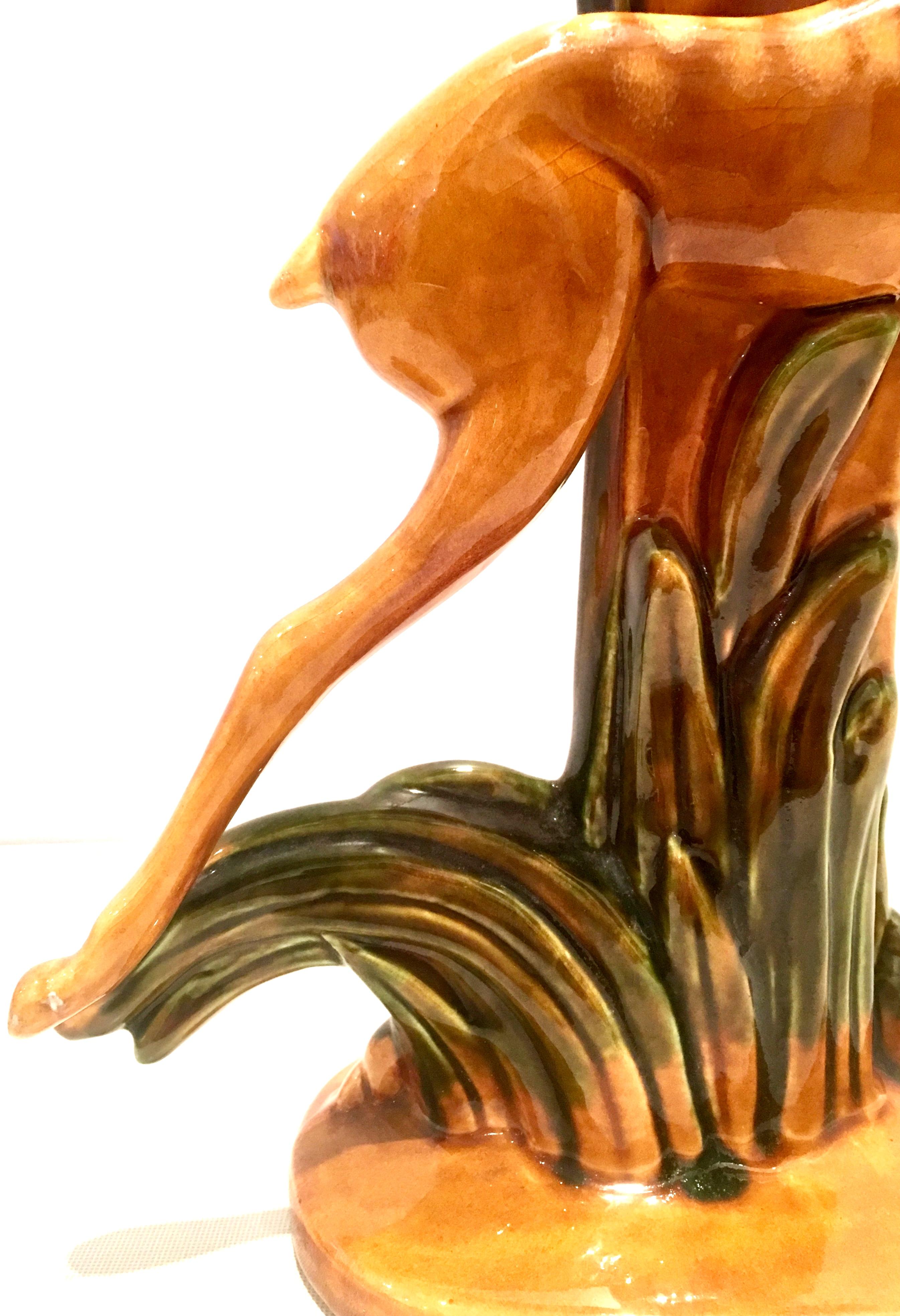 Mid-Century Pair of  Art Deco Ceramic Glaze Gazelle Vases By, Royal Haeger For Sale 2