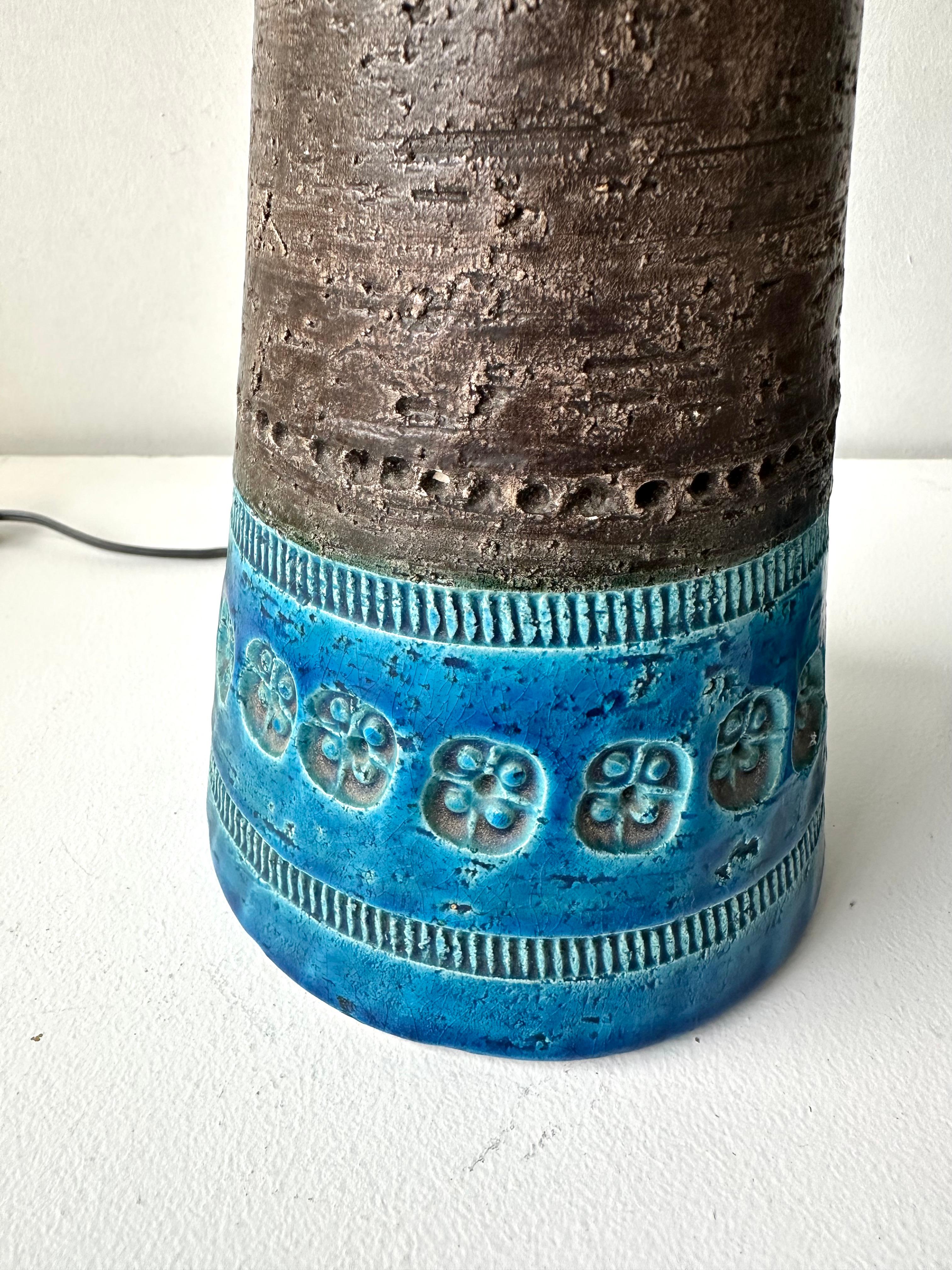 Coppia di lampade in ceramica blu Rimini di Bitossi. Italia, anni '70 in vendita 4