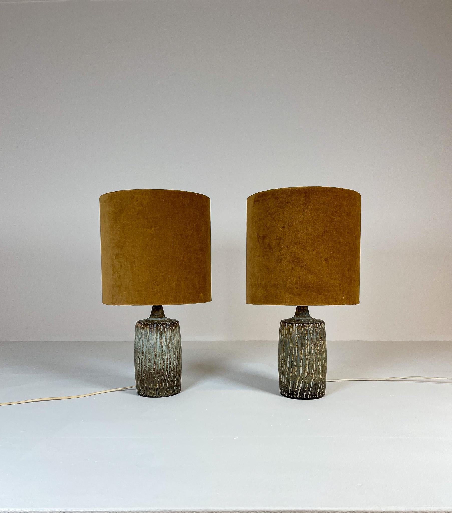 Swedish Mid-Century Pair of Ceramic Table Lamps 