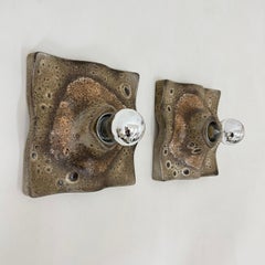 Mid-century pair of ceramic wavy wall lamps , 1970s