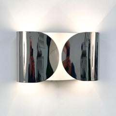 Mid-Century Pair of Chrome "Foglio" Sconces by T. Scapra for Flos Italy 1960s