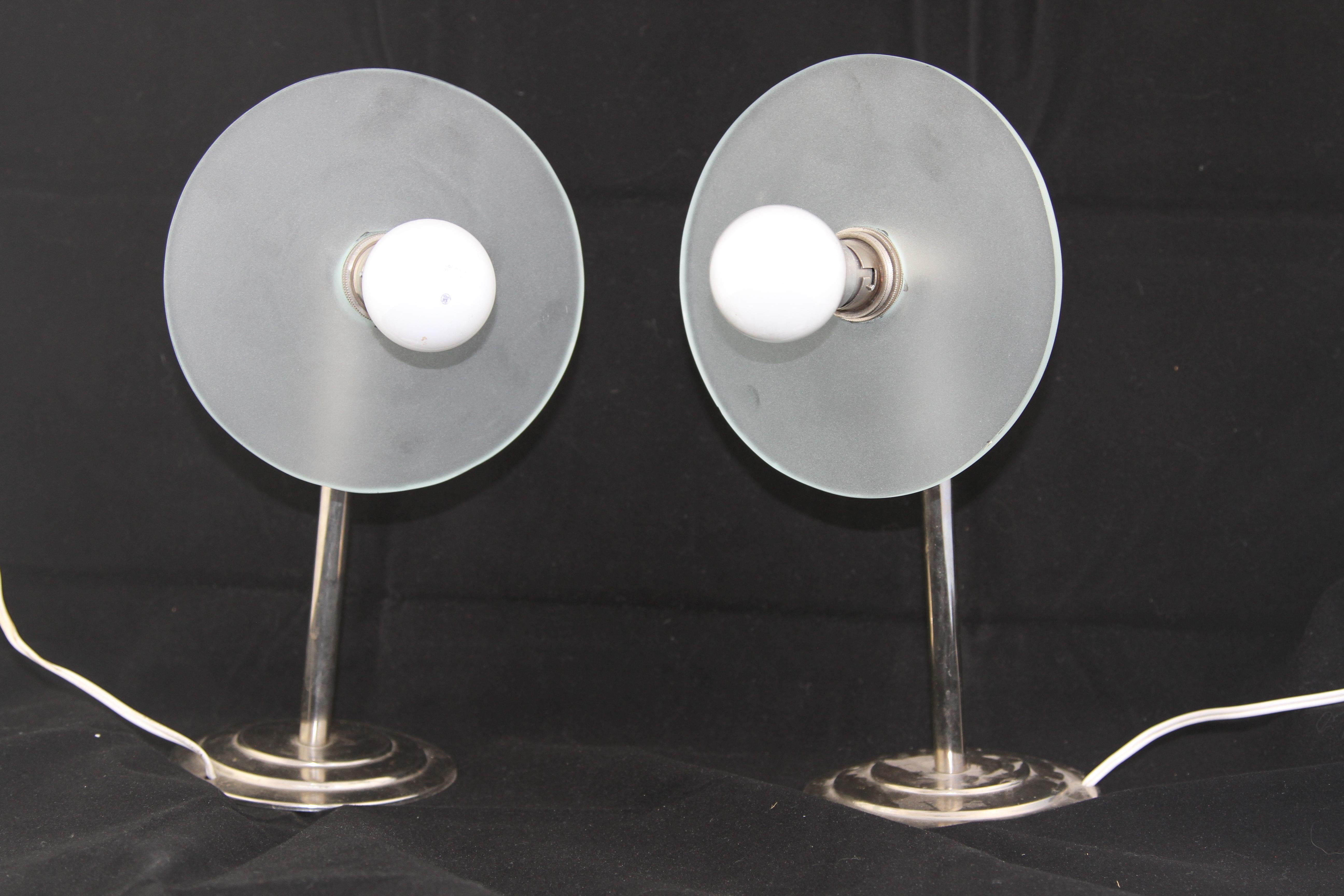 Mid Century Pair of Chrome Lamps For Sale