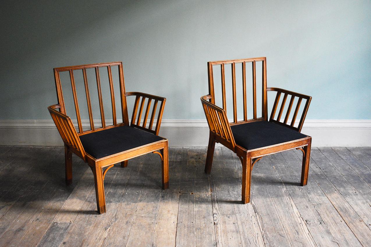 Mid-Century Modern Mid-Century Pair of Continental Chairs with Solid Wood Frame For Sale