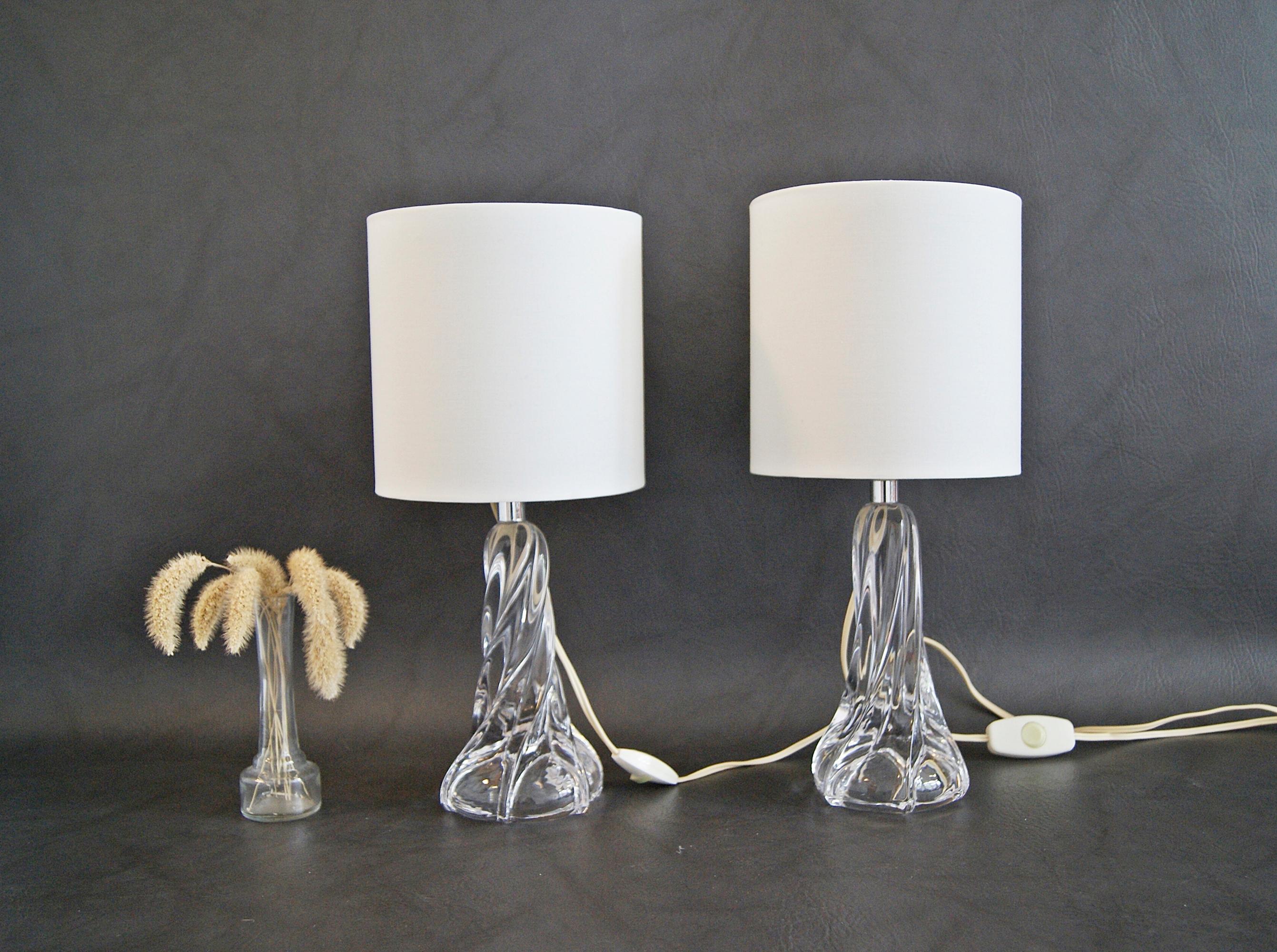 Mid-Century Modern Midcentury Pair of Crystal Table Lamps, France, 1960s