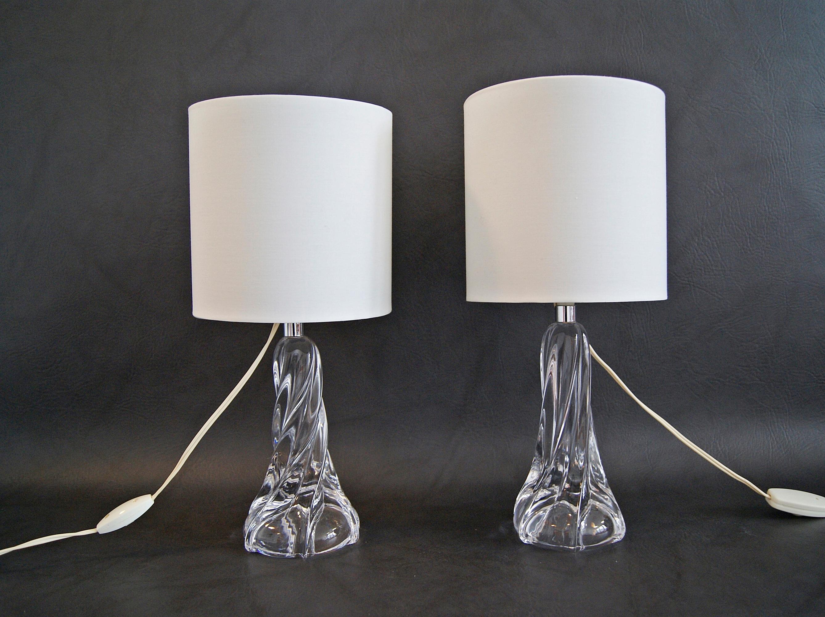 Midcentury Pair of Crystal Table Lamps, France, 1960s 2