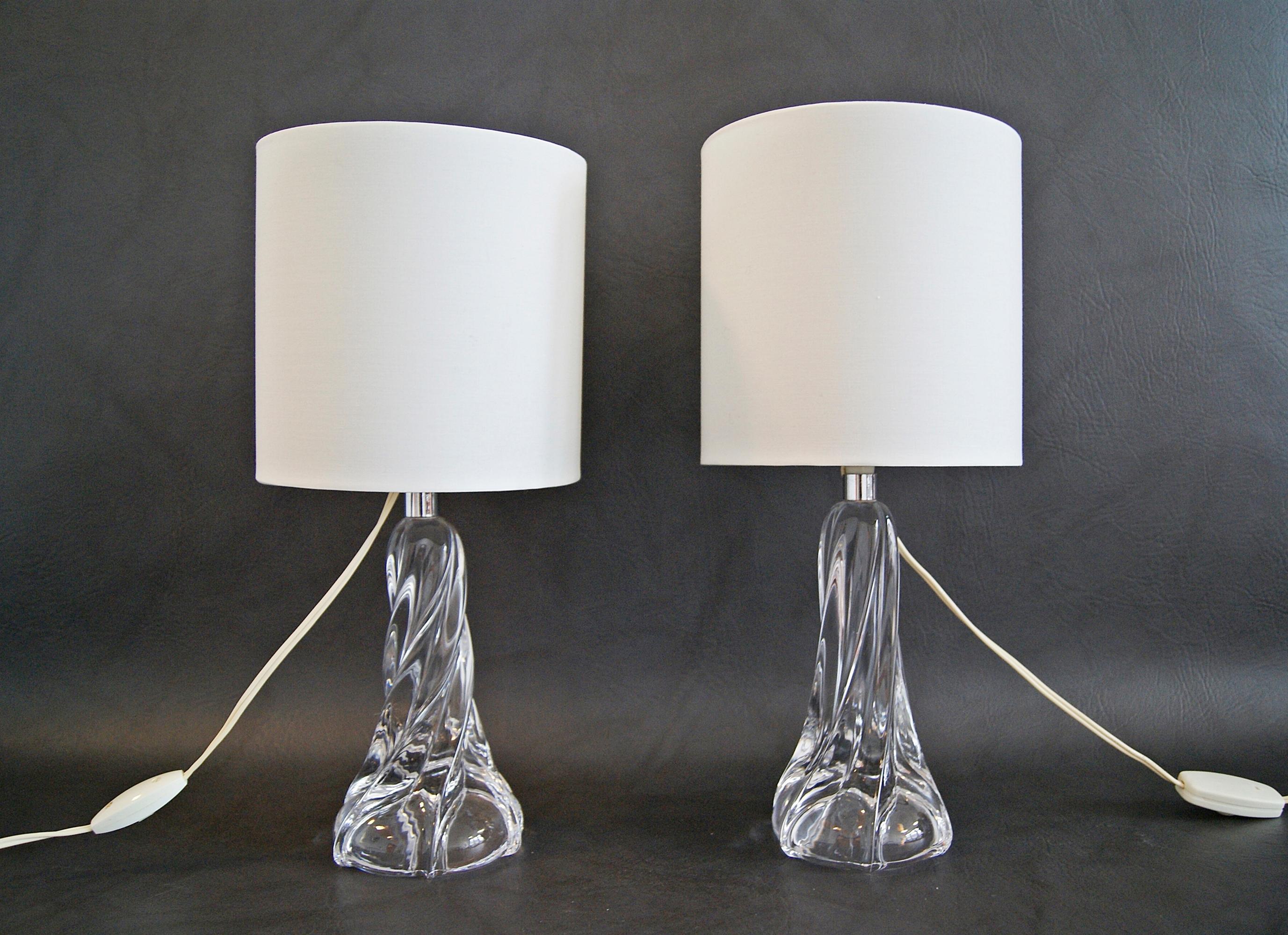 Midcentury Pair of Crystal Table Lamps, France, 1960s 3