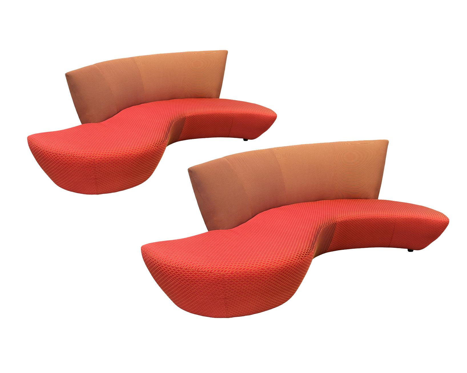 American Midcentury Pair of Curved Serpentine Bilboa Sofas by Vladimir Kagan for Preview