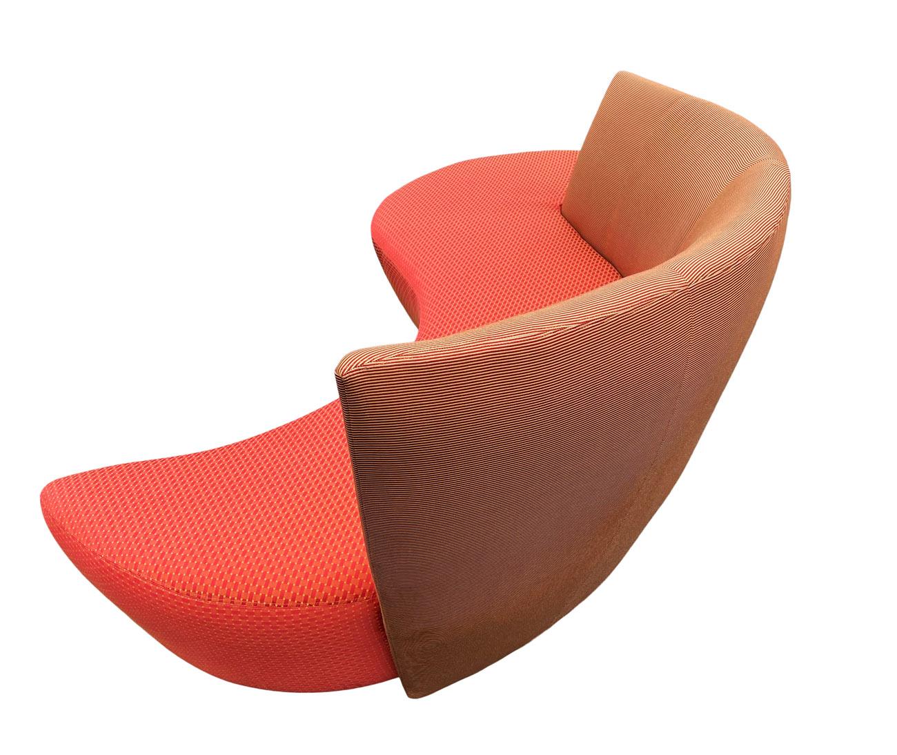 Fabric Midcentury Pair of Curved Serpentine Bilboa Sofas by Vladimir Kagan for Preview