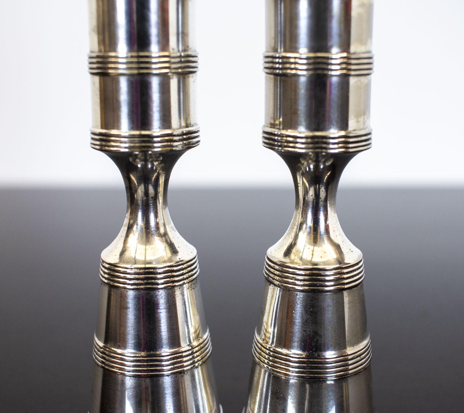 Mid Century Pair of Danish Silver Candleholders by Jens Quistgaard In Good Condition For Sale In Southampton, GB