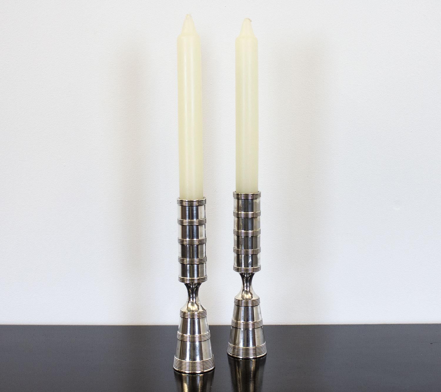 20th Century Mid Century Pair of Danish Silver Candleholders by Jens Quistgaard For Sale