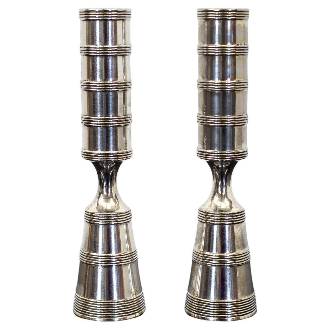 Mid Century Pair of Danish Silver Candleholders by Jens Quistgaard For Sale