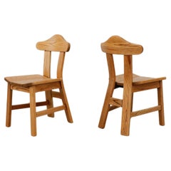 Used Mid-Century Pair of Daumiller Style Brutalist Light Oak Dining Chairs