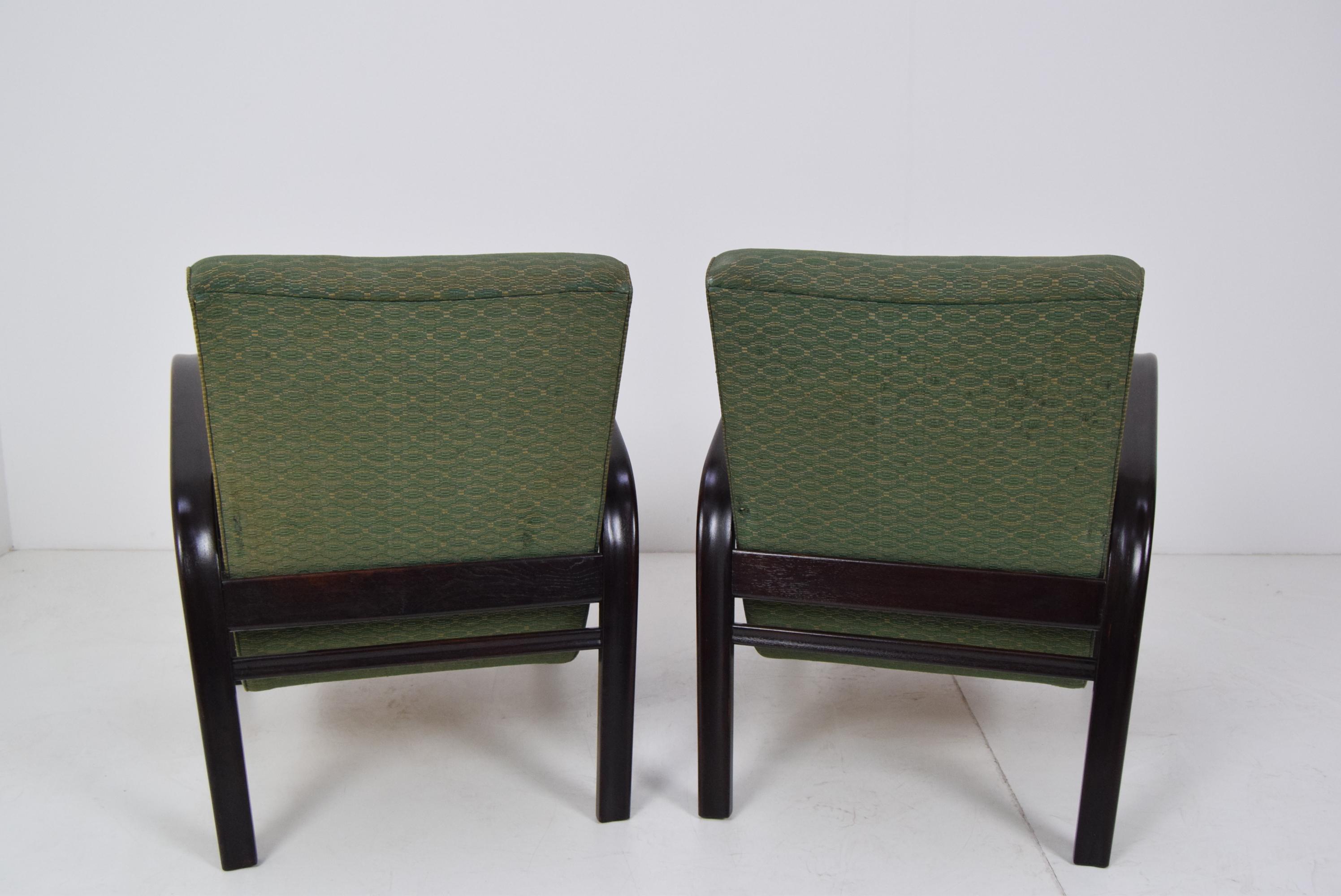 Midcentury Pair of Design Armchairs by Arch. Kropacek and Kozelka, 1950s 2