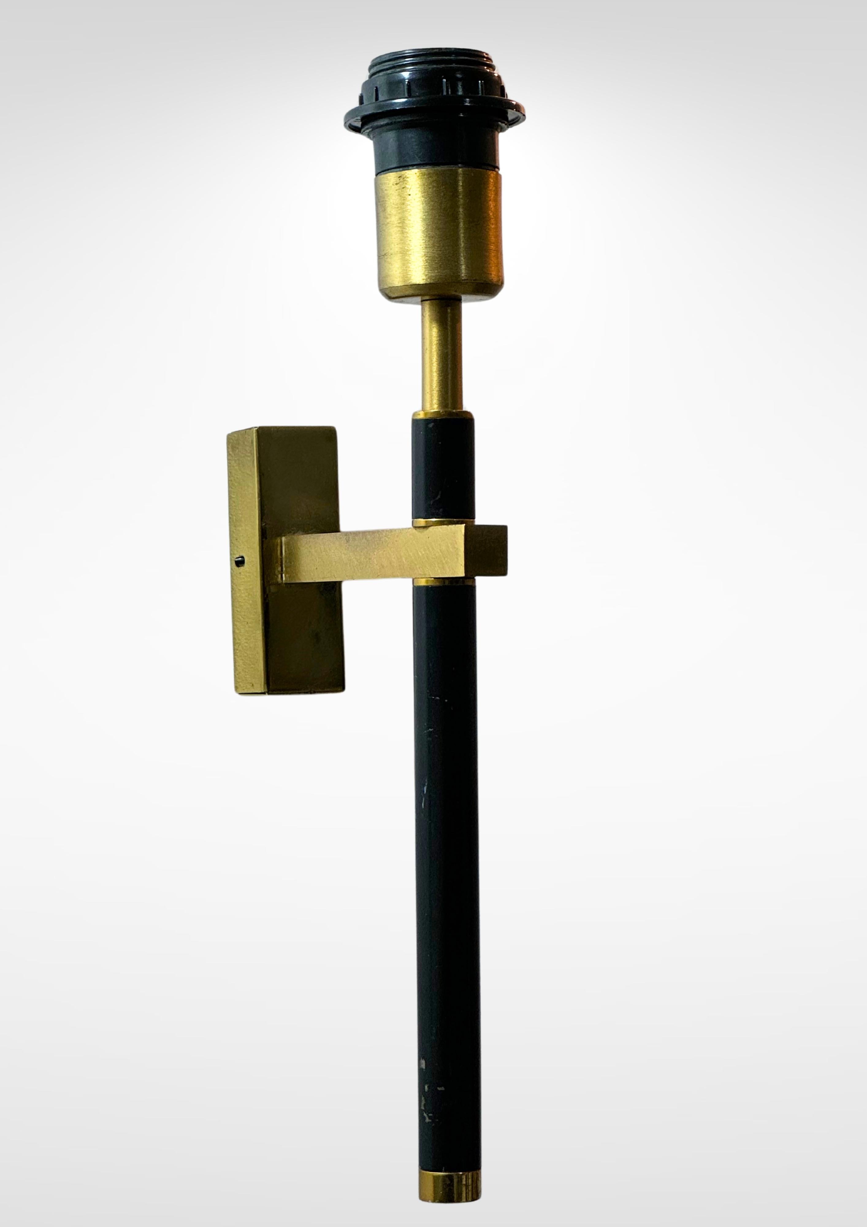 Mid-Century Pair of French Brass Wall Sconces in the manner of Maison Charles For Sale 5