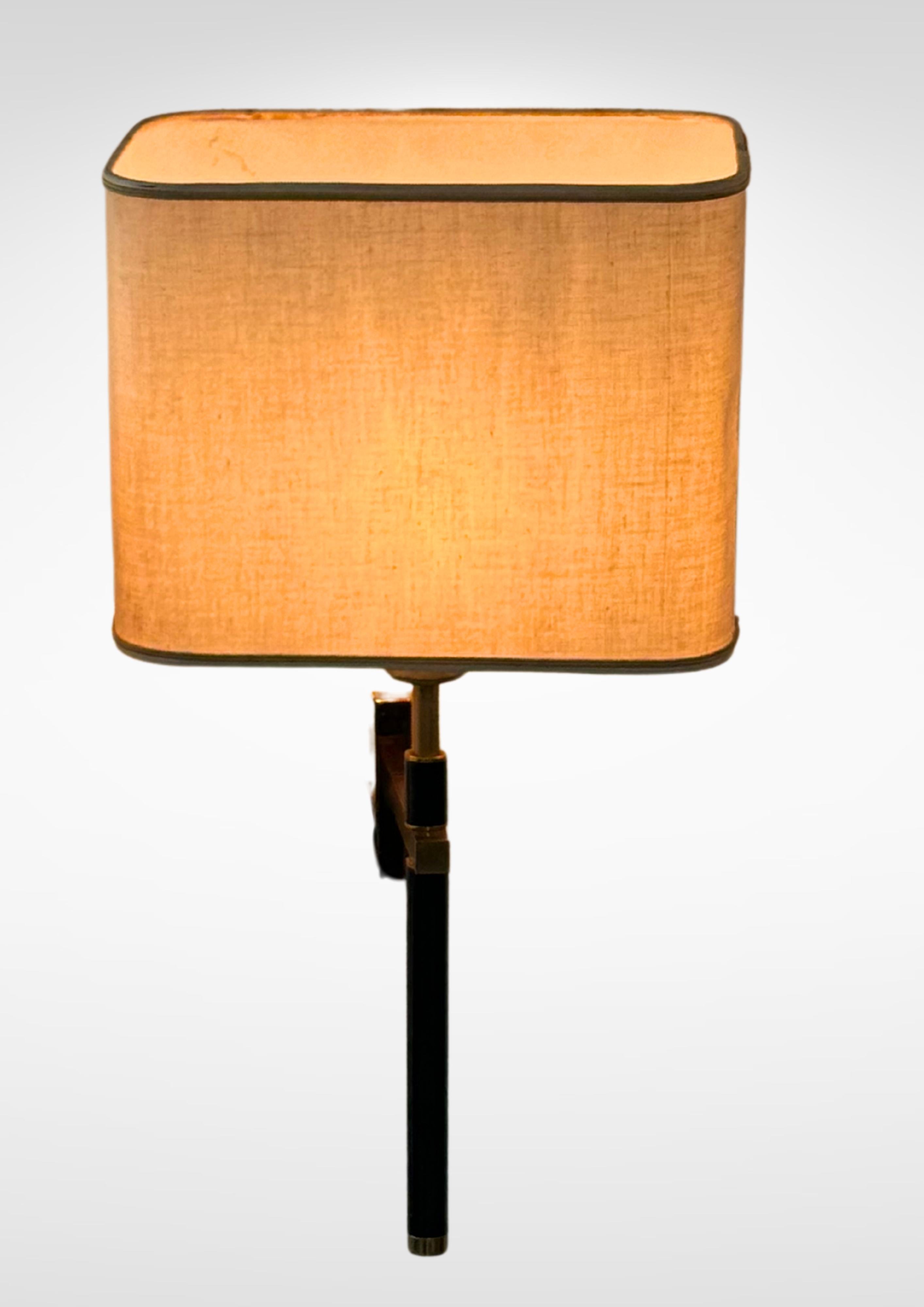 Lacquered Mid-Century Pair of French Brass Wall Sconces in the manner of Maison Charles For Sale