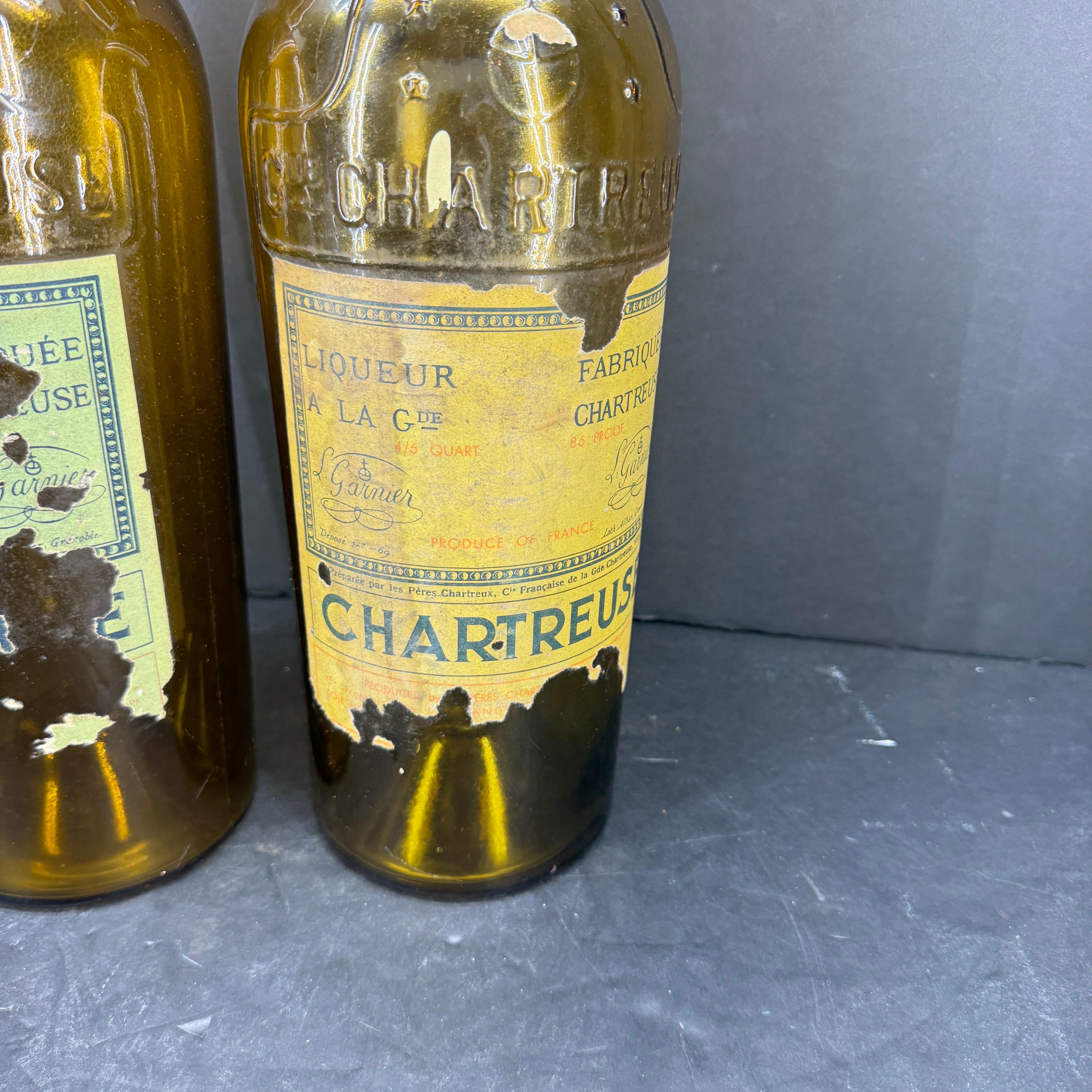 Mid-Century Oversized Pair of French Chartreuse Liquor Bottles 1