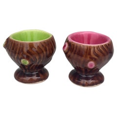 Mid-Century Pair of French Majolica Egg Cup Ferlay Vallauris