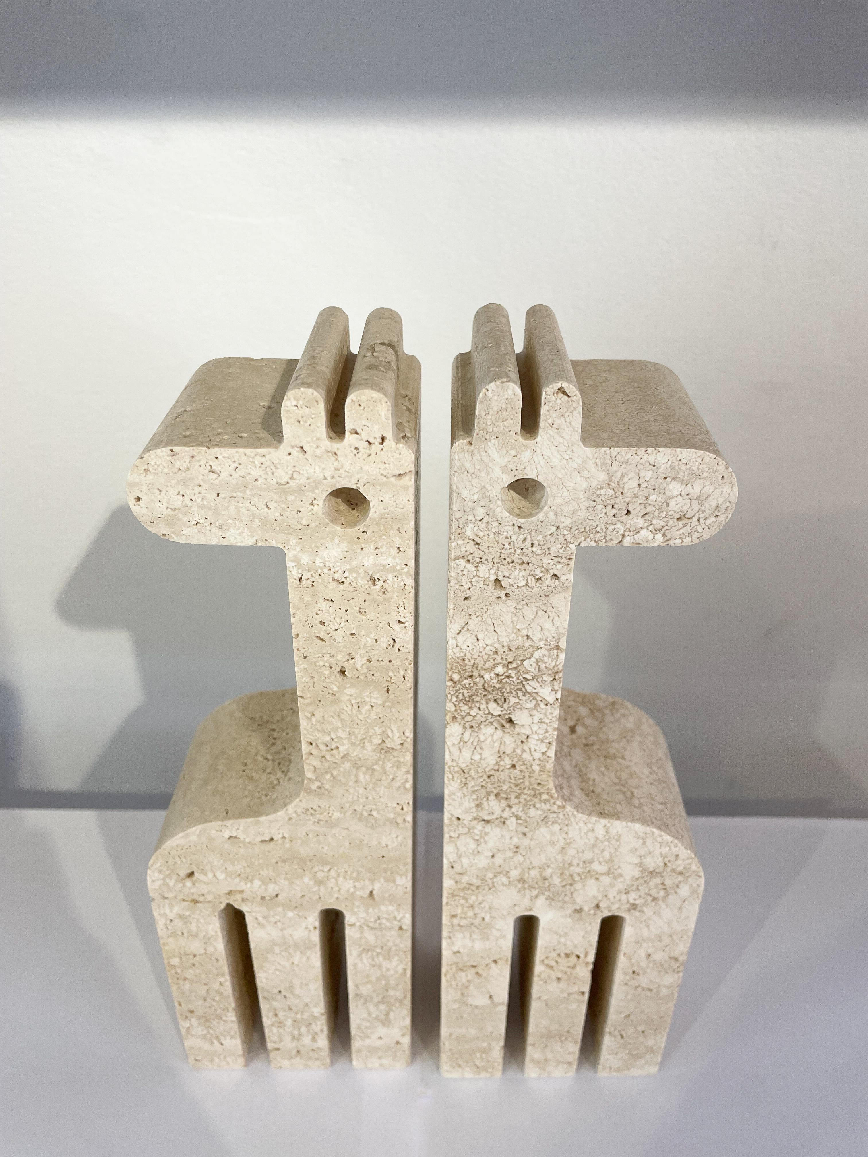 Mid-Century Pair of Giraffe Bookends by Fratelli Mannelli, Travertine, 1970s 5
