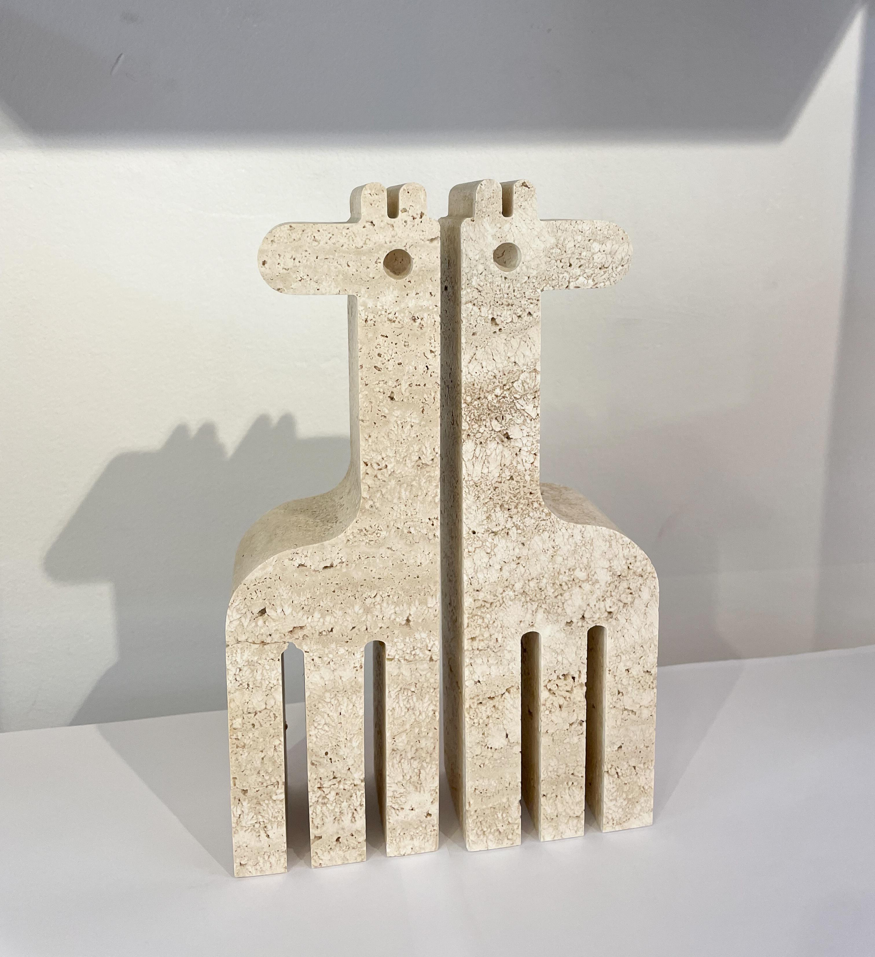 Mid-Century Pair of Giraffe Bookends by Fratelli Mannelli, Travertine, 1970s 6