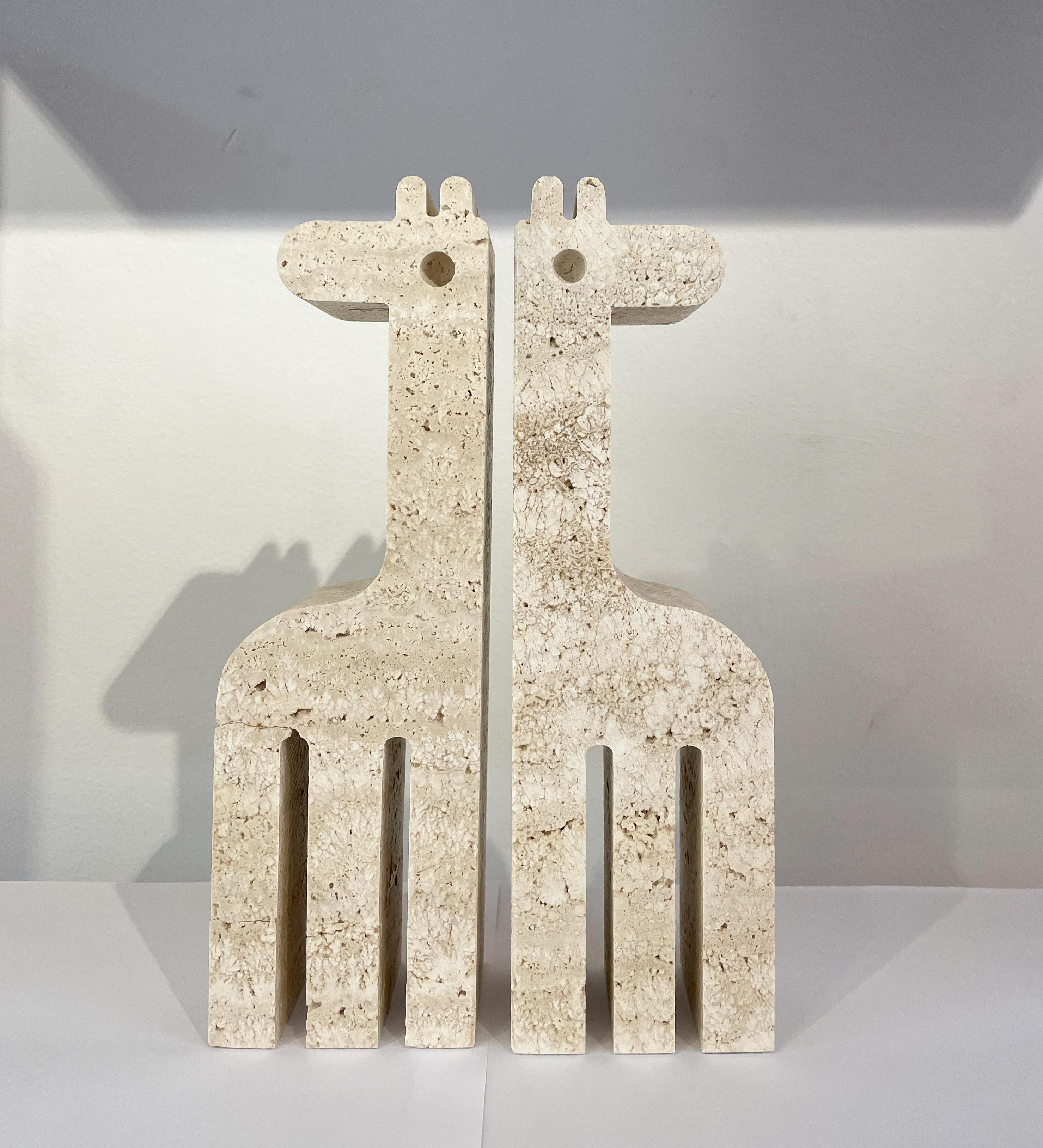 Mid-Century Pair of Giraffe Bookends by Fratelli Mannelli, Travertine, 1970s 7