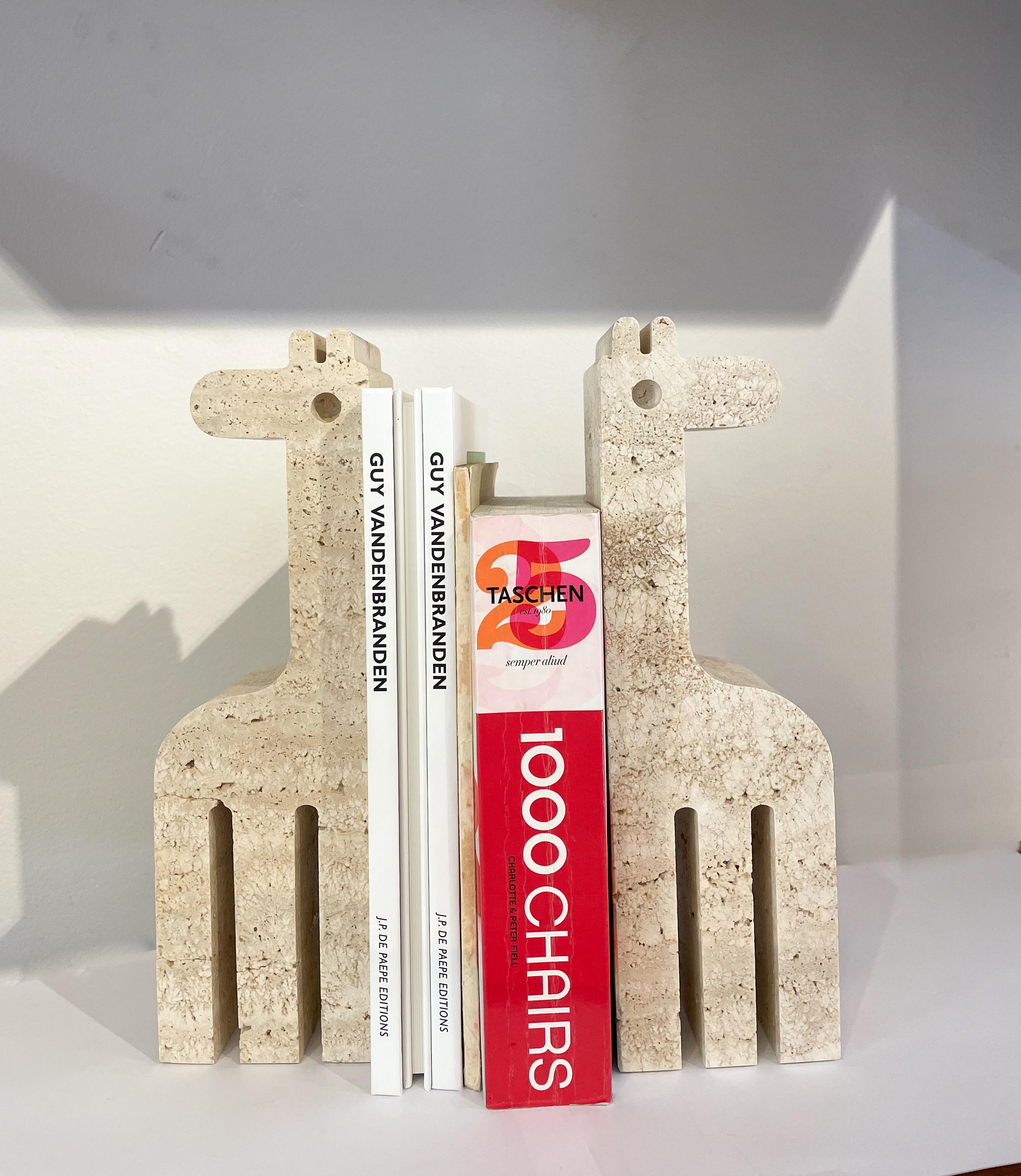 Mid-Century Pair of Giraffe Bookends by Fratelli Mannelli, Travertine, 1970s 4