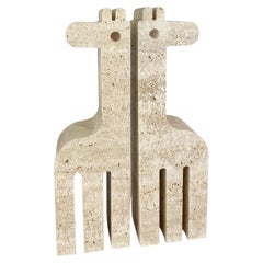Mid-Century Pair of Giraffe Bookends by Fratelli Mannelli, Travertine, 1970s