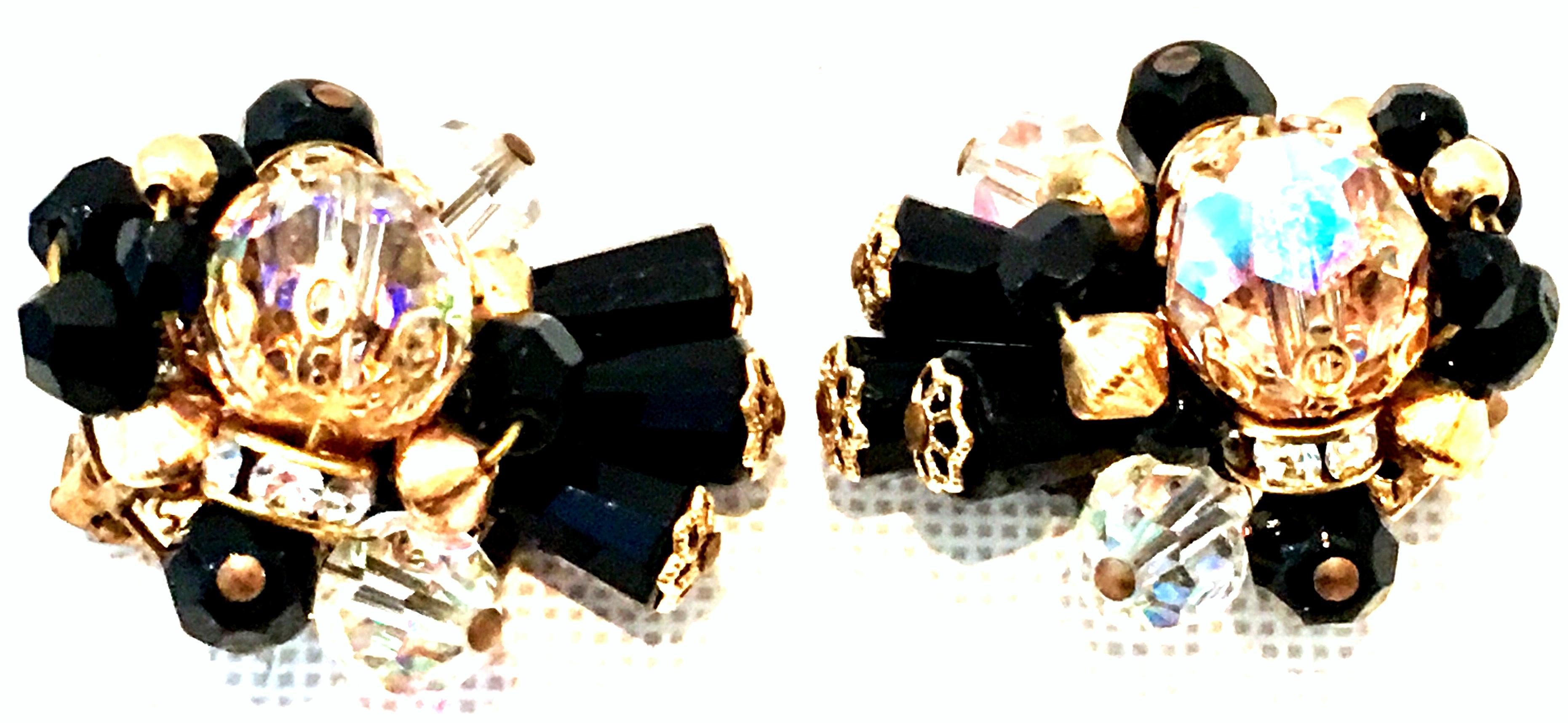 Women's or Men's Mid-Century Pair Of Gold & Glass Bead Dimensional Earrings By, Alice Caviness For Sale