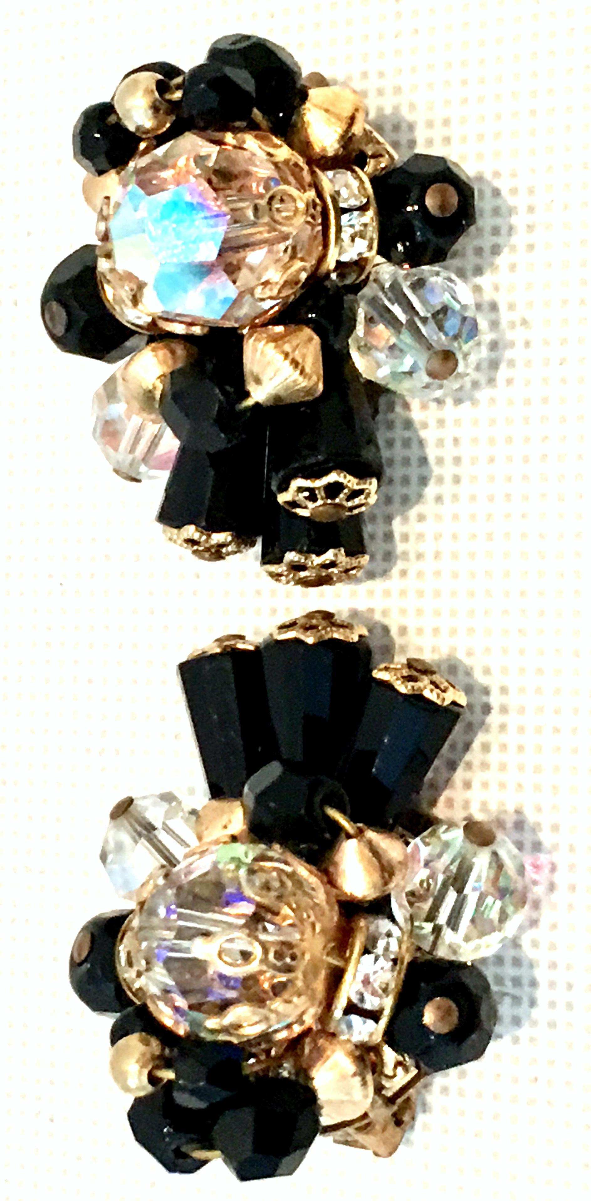 Mid-Century Pair Of Gold & Glass Bead Dimensional Earrings By, Alice Caviness For Sale 1