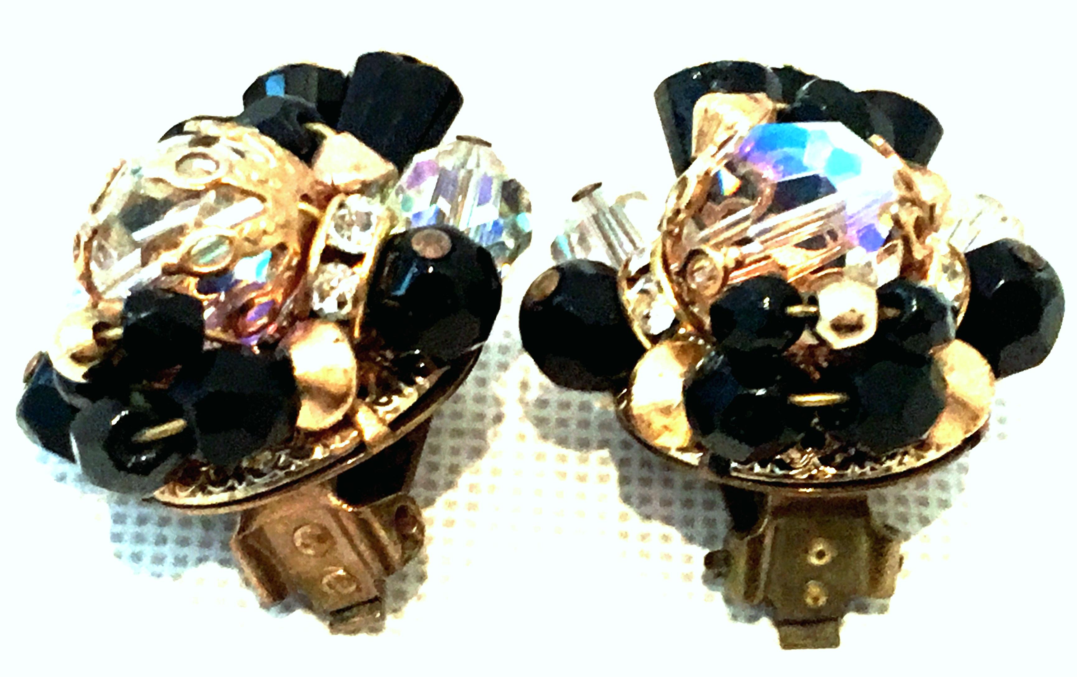 Mid-Century Pair Of Gold & Glass Bead Dimensional Earrings By, Alice Caviness For Sale 2