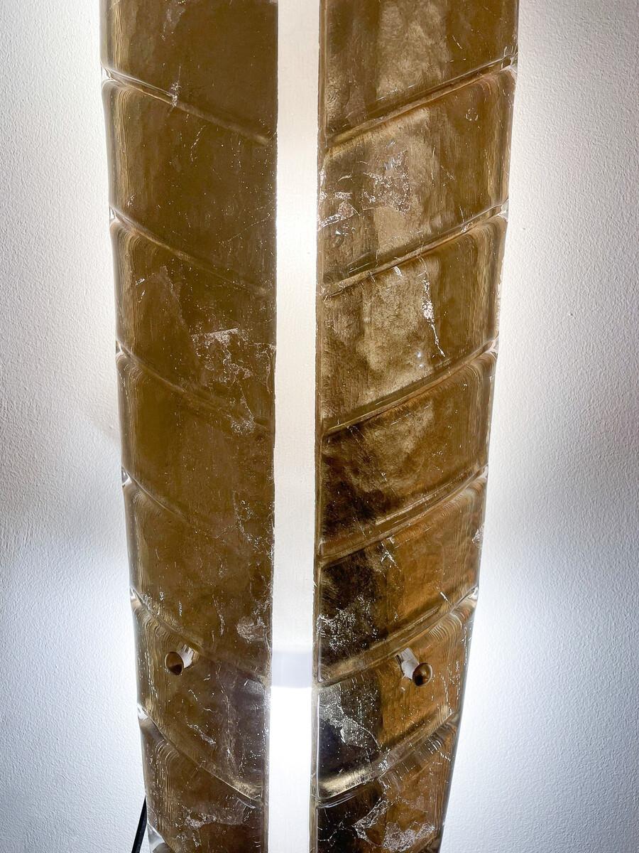 20th Century Mid-Century Pair of Gold Murano Glass Wall Lights in the style of Barovier For Sale