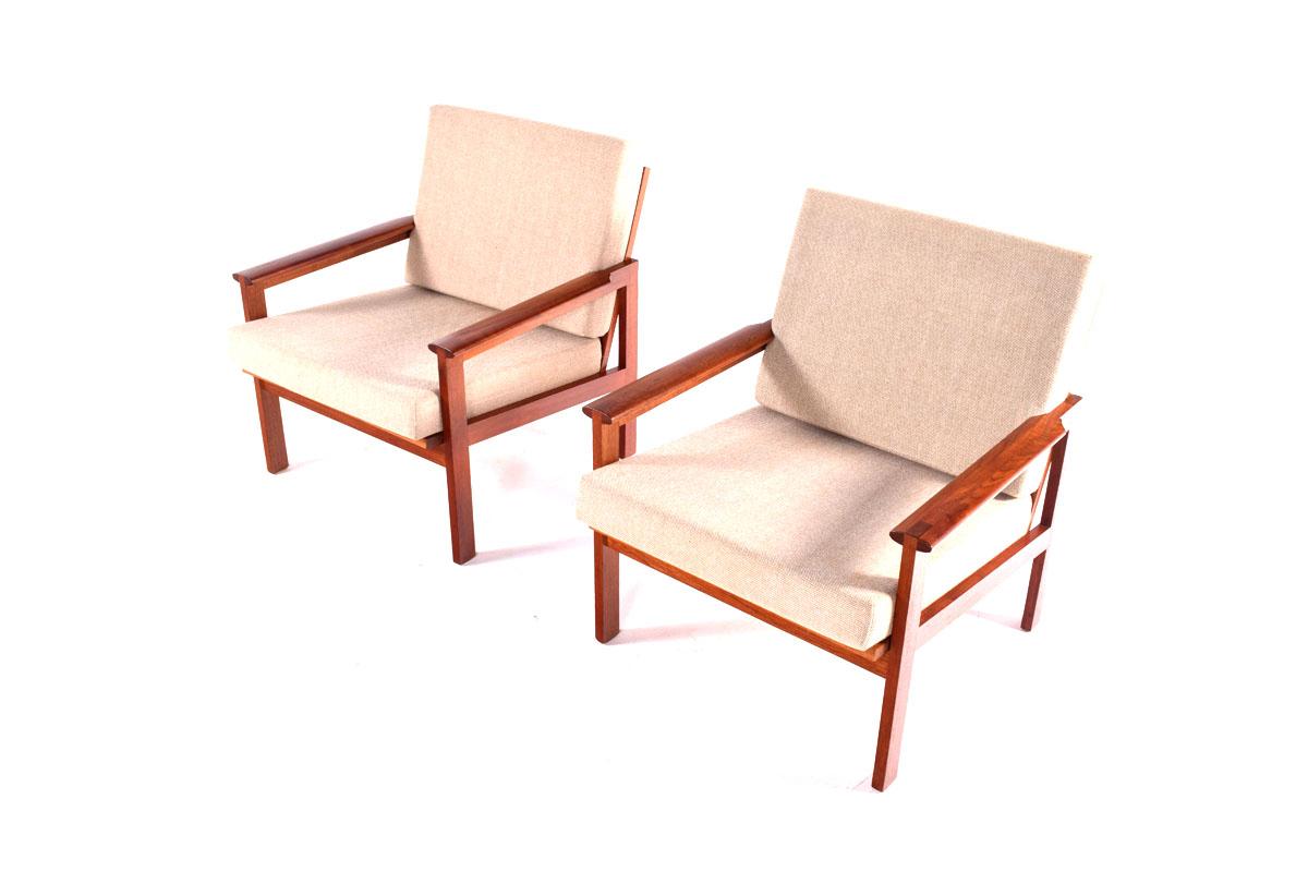 Mid-Century Modern Midcentury Pair of Illum Wikkelso Teak Easy Chairs, 1960s