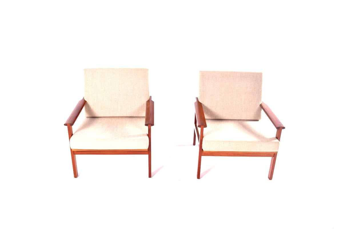 Danish Midcentury Pair of Illum Wikkelso Teak Easy Chairs, 1960s